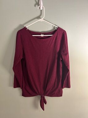 Old Navy Long Sleeve Tie-Front Top - Burgundy
